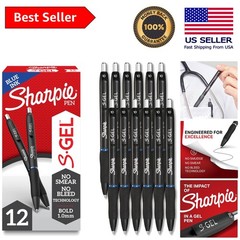 S-Gel Bold Point Blue Ink Gel Pen 12-Count – Smudge-Free Writing