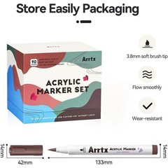 90 Color Acrylic Paint Marker Set Quick Dry Waterproof Brush Tip Art Supplies US