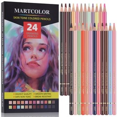 24 Colors Skin Tone Colored Pencils for Portraits and Skintone Artists, Oil C…