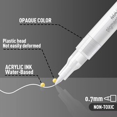 AKARUED White Paint Pen Acrylic Marker 8 Pack 0.7mm White Paint Marker for