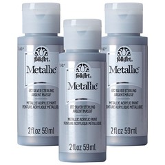 Metallic Acrylic Paint, Silver Sterling (Pack of 3) 2 Oz, 662A- (Pack of 3)