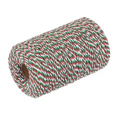 Cotton Rope Twisted Braided Rope Cord, Red Green and White 200M/218 Yard 2mm Dia