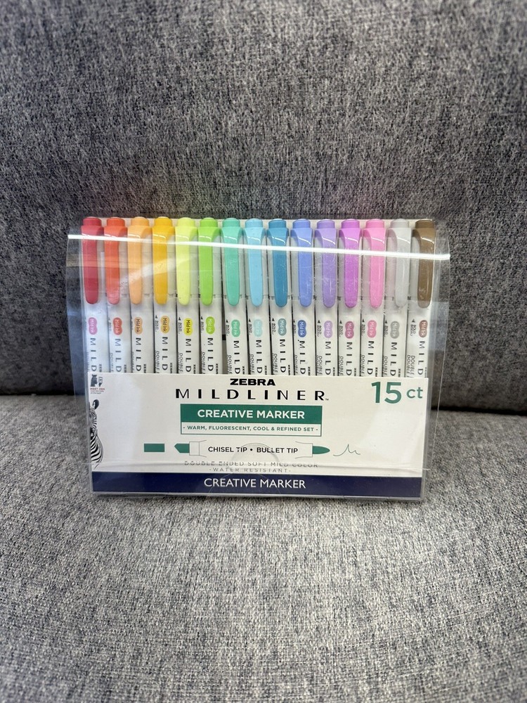 Zebra Pen Mildliner Highlighter Double Ended Pen – Broad & Fine Tips – 15 Pack