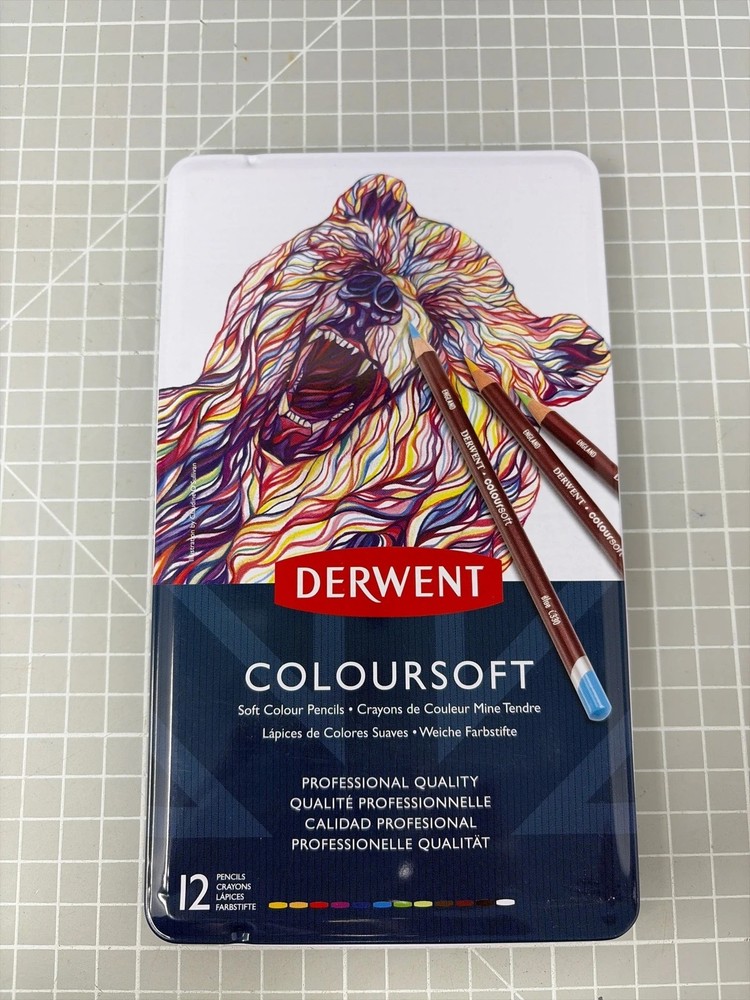 Derwent Coloursoft Pencil Tin Set of 12 Assorted Colours