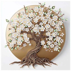 5D Special Shape Diamond Painting Kit Flower Tree Full Drill Art Decor 12×12 In