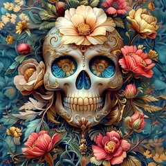 Skull Diamond Art Kits for Adults,Round Full Drill 5D Diamond Painting Kits forR