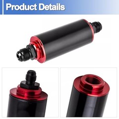 Inline Fuel Filter00 Micron Universal 50MM with 6AN 8AN0AN Adapter Aluminum 1