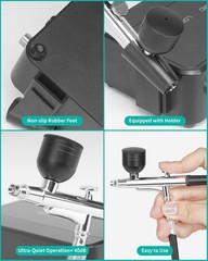50 PSI Airbrush Kit with Air Compressor, High Pressure Portable Air Brush Gun…
