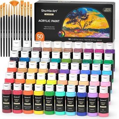 Acrylic Paint Set 50 Colors 60ml Waterproof Non Toxic for Canvas Rocks Wood C…