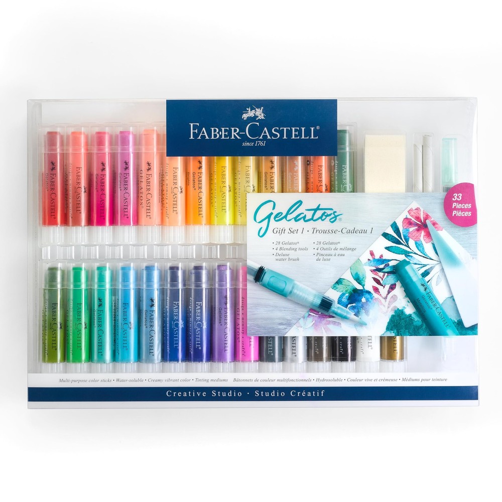 Faber-Castell Gelatos Gift Set 28 Watercolor Gel Crayons and Art Supplies for