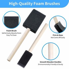 12 Pack Foam Paint Brushes 1 Inch 1.5 Inch Sponge Wood Handle