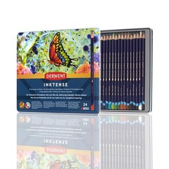 Inktense Pencils Set of 24, Water-Soluble for Drawing on Fabric & Paper