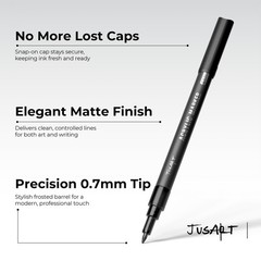 JusArt 6 Pack Black Acrylic Paint Markers, 0.7mm Fine Point 6 PCS,