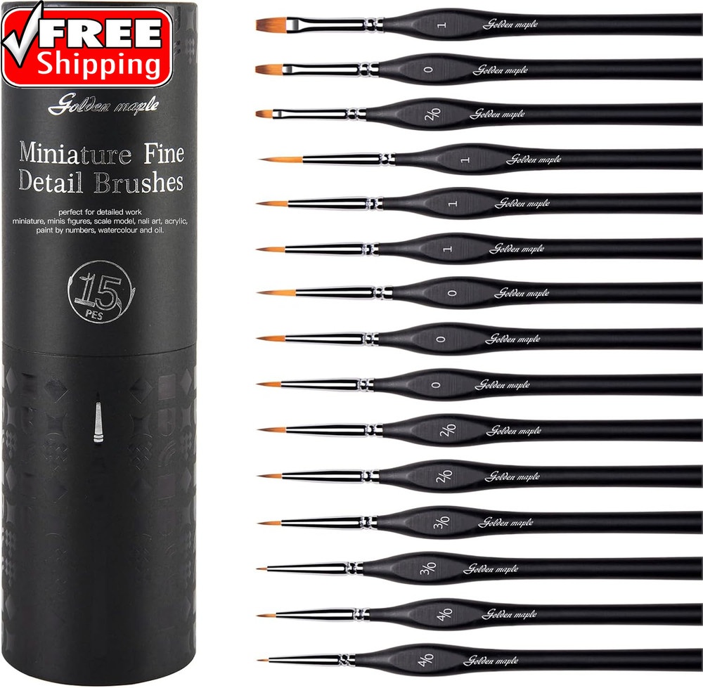 Miniature Paint Brushes, 15PC Model Brushes Micro Detail Paint Brush Set, Fine D
