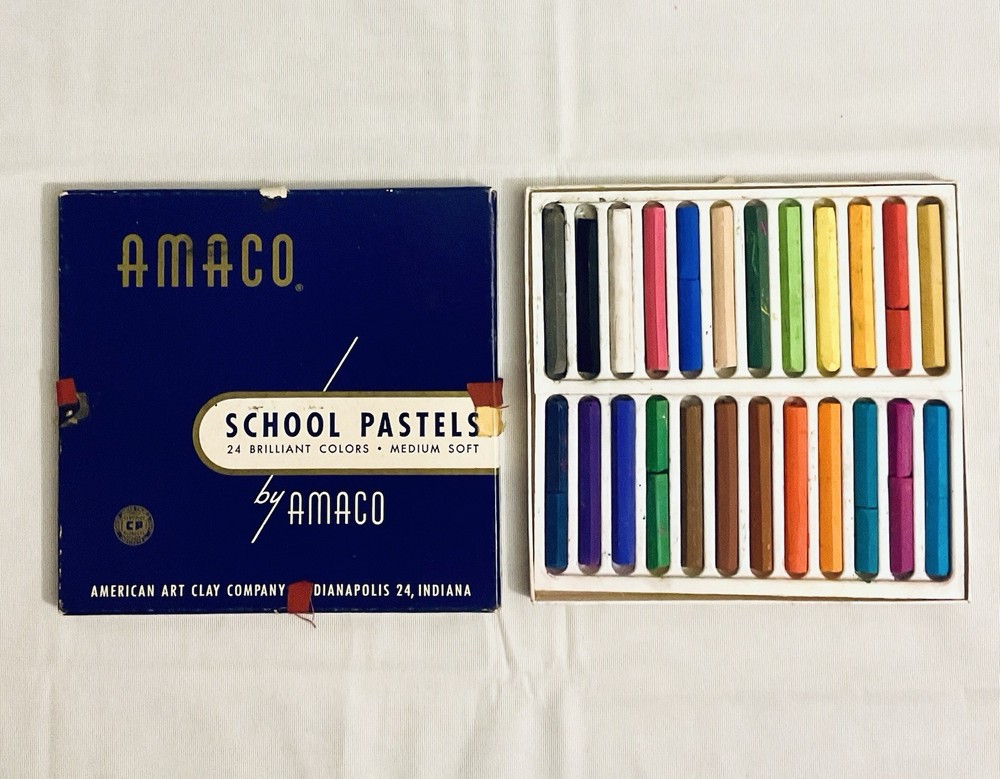 AMACO SCHOOL PASTELS 24 BRILLIANT COLORS MEDIUM SOFT AMERICAN ART CLAY COMPANY