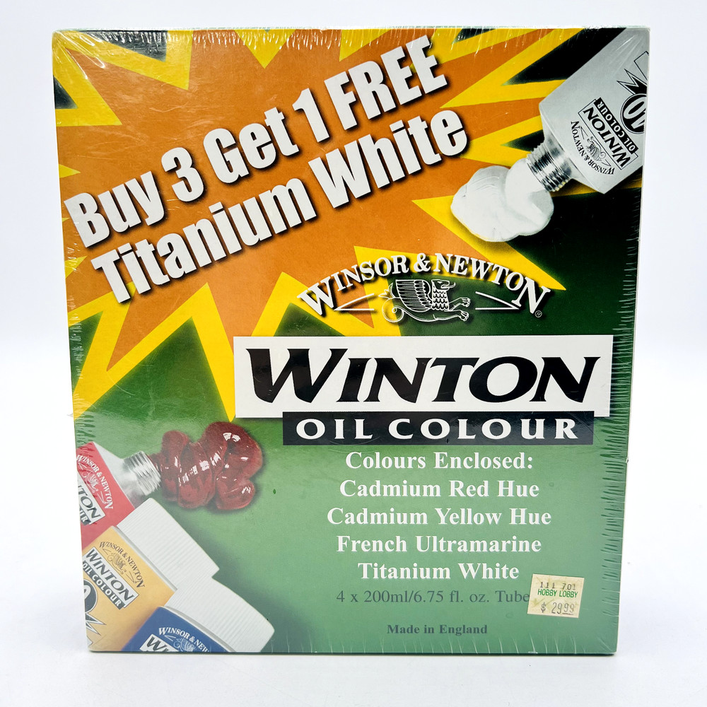 Winsor & Newton Winton Oil Colors 4 Pack Yellow, Blue, Red, White New Sealed