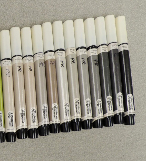 Pantone by Letraset Marker Greys Grays Warm & Cool (Lot of 12) Broad Nib Tested!