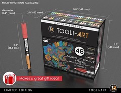 TOOLI-ART Acrylic Paint Pens 48 Markers Set Limited Edition 0.7mm Extra Fine Tip