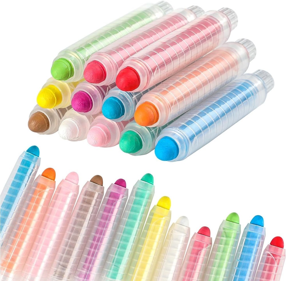 HNXAZG 12 Pcs Dustless Chalk Colored 1 Count (Pack of 12), Multicolor