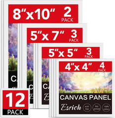 ESRICH Canvas Boards for Painting 12 Pack Art Supplies Paint Canvas 4×4, 5×5, 5x