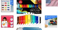 Complete Acrylic Paint Set – 12 Vibrant Colors for Canvas, Wood, and Fabric Art