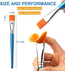 Comfortable Grip 1 Inch Paint Brush Set – 12 Synthetic Brushes for Every Artist