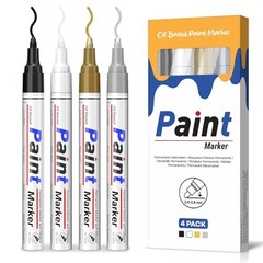 Paint Markers 4 Colors Oil Based Paint Pens – Gold, Silver, Black & White