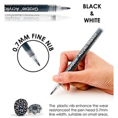 Grabie Black & White Extra Fine Tip Acrylic Paint Marker Set, 6 Pack, 0.7mm A…