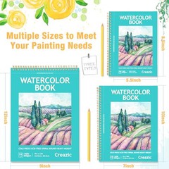 Watercolor Paper Pad, 5.5″x8.5” (24 Sheets, 140lb/300g), Spiral – Bound with