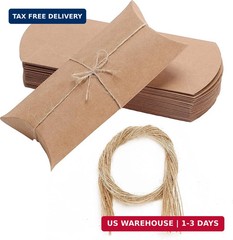 Mr. Pen Kraft Pillow Boxes, 6.3×3.4×1.3 in, 25 Pack with Jute Twines, Kraft Gift