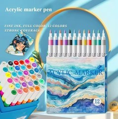 12 Colours Acrylic Paint Pens for Rock Painting Wood Ceramic Fabric Metal Canvas