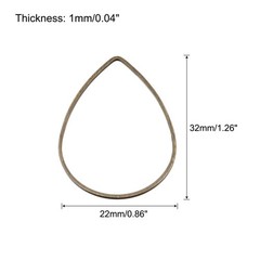 Teardrop Beading Hoop Link Open Bezel Charm Ring 0.86″x1.26″ Bronze 20pcs