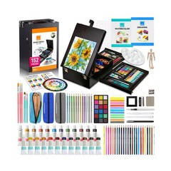 COLOUR BLOCK 152-Piece Wooden Easel Art Supplies Set, Professional Painting a…