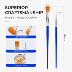 168 PCS Small Paint Brushes Bulk, Flat & round Tip Acrylic Paint Brush Set, Arti
