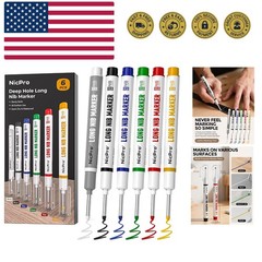 6-Piece Waterproof Construction Marker Set with 20mm Long Nib for Deep Marking