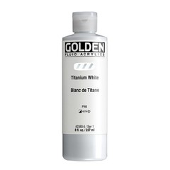 GOLDEN Fluid Acrylics, Titanium White, 8 fl. oz. Bottle, Professional Acrylic
