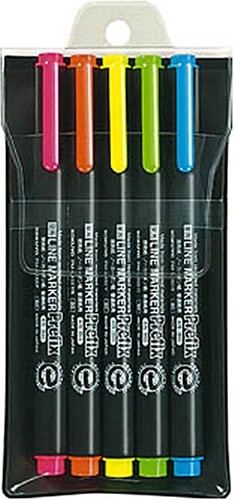 KOKUYO Prefix Single Fluorescent Office Marker, 5-Color Set