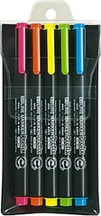 KOKUYO Prefix Single Fluorescent Office Marker, 5-Color Set