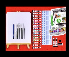 32pc Deluxe Complete Acrylic Painting Gift Set:Easel,canvas,paint,brushes & More