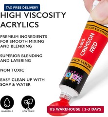 24 Acrylic Paint Set Non Toxic Art Kit with Brushes Canvas Wood Rock
