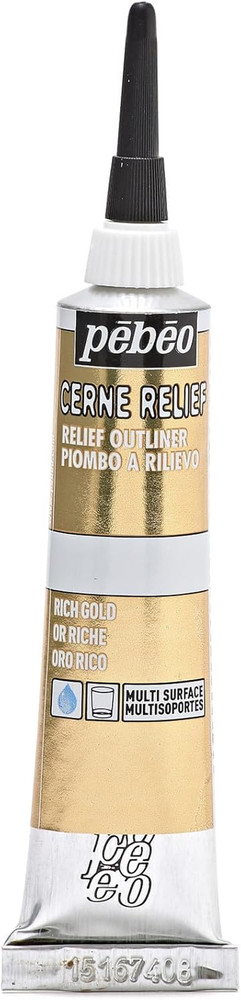 Vitrail, Cerne Relief Dimensional Paint, 20 Ml Tube with Nozzle – Rich Gol