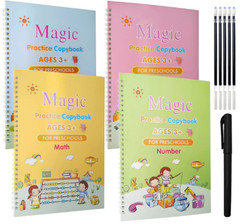 Magic Copy Practice Book Copybook Letters Set 4 Pack with Pens Refills English C