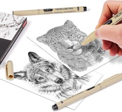Precision Micro-Line Pens Set of 9 Black Micron Fineliner Ink Pens Waterproof