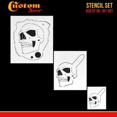 Custom Shop Airbrush Stencil Skull Design Set #1, 3 Laser Cut Reusable Templates