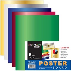 BAZIC Poster Board Metallic Assorted Color 11″ X 14″, Colored Poster Board Paper