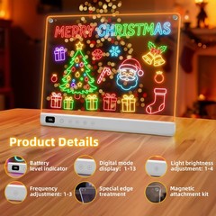 Lumiboard Led Drawing Board with 13 Light Effects, 16″ 14″W x 11″H, White
