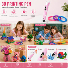 3D Printer Pen Set LED Screen 3 Color Filament DIY Drawing Pen Kids Gift Kit
