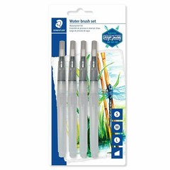 Staedtler Water Brush – Set of 4 Paintbrushes – Fine, Medium, Broad, Chisel Tip