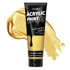 Acrylic Paint Metallic Gold Non-Toxic Rich Pigment 250ml 8.45oz Tubes