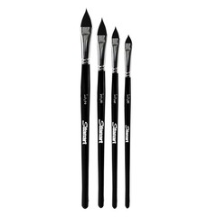 Cat Tongue Watercolor Brushes,4 PCS Oval Wash Paint Brushes for Acrylic Black